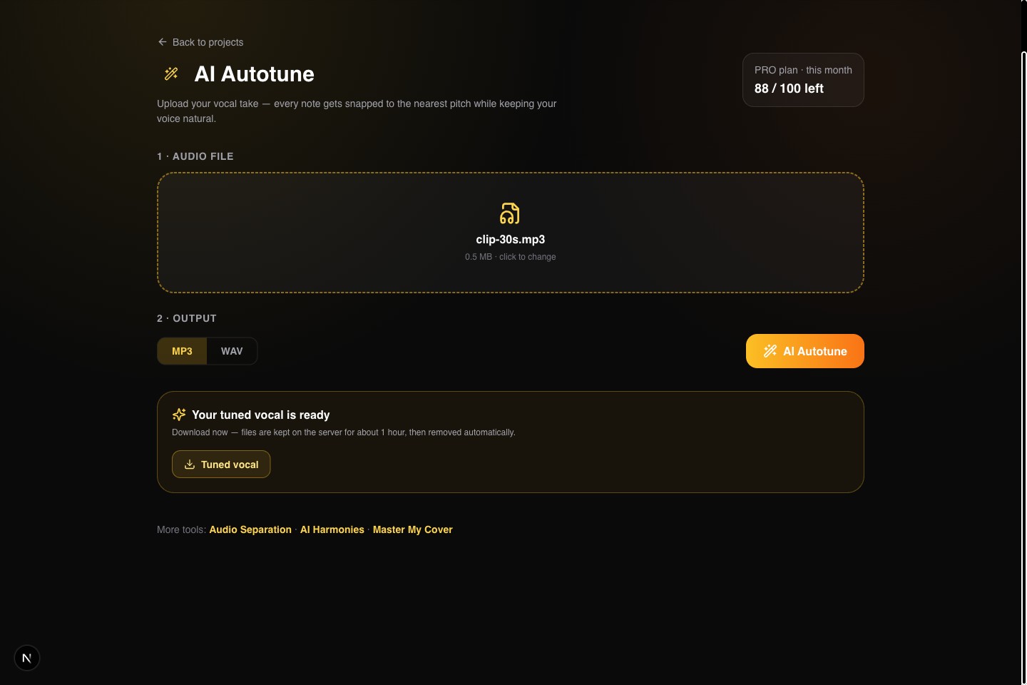 Download the tuned take