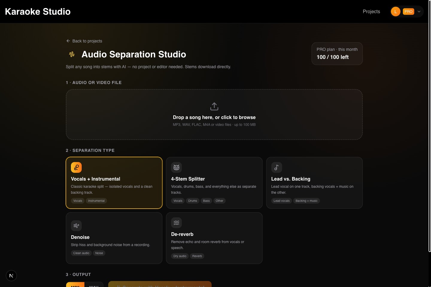 Open the Audio Separation Studio